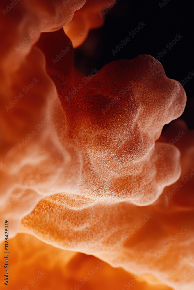 Poster ethereal orange haze: capturing the enigmatic abstract forms of atmospheric clouds in macro detail