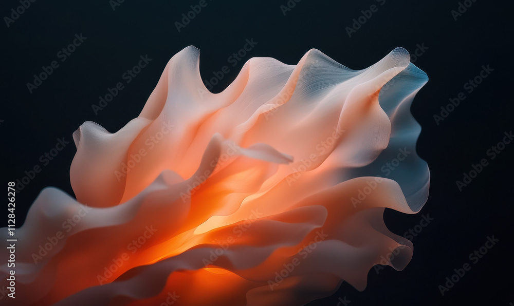 Poster explore the intricate glow of ethereal organic forms and translucent waves in mesmerizing abstract a