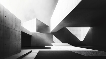abstract modern architecture monotone in black and white