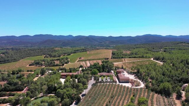 Aerial drone view of Ch&acirc;teau Font du Broc vineyard