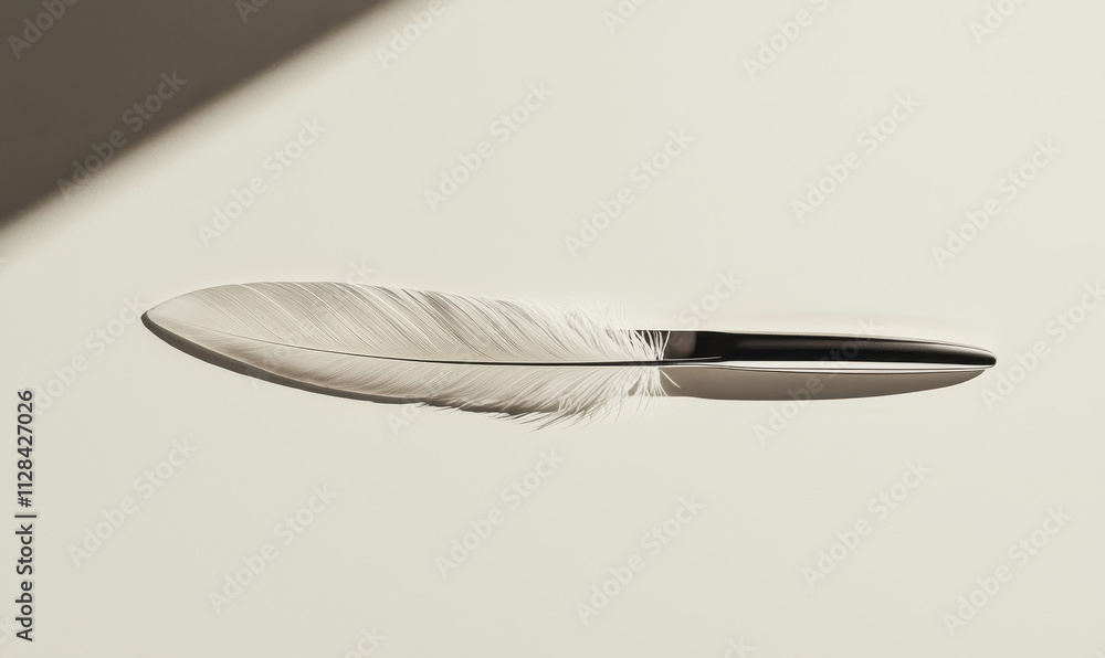 Poster minimalist feather and pen concept showcasing elegance and simplicity in modern design with refined 