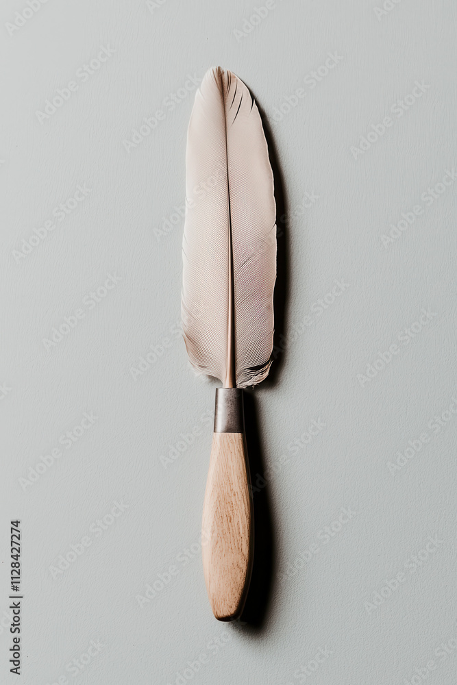 Poster elegant minimalistic feather knife design combining aesthetic craftsmanship and functional style