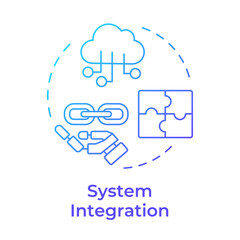 System integration blue gradient concept icon. RPA connecting software and platforms. Technology development. Round shape line illustration. Abstract idea. Graphic design. Easy to use in presentation