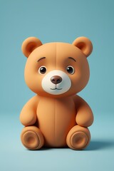Fototapeta premium there is a brown teddy bear sitting on a blue surface