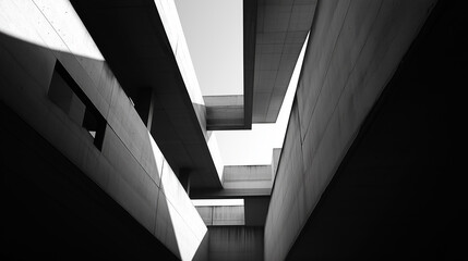 abstract modern architecture monotone in black and white