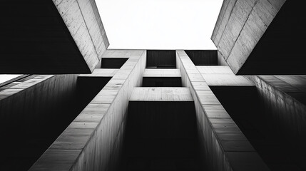 abstract modern architecture monotone in black and white