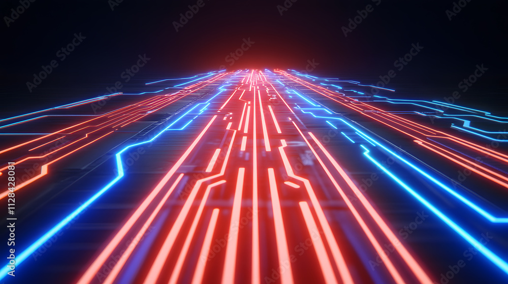 Poster dynamic digital network futuristic circuit pathways virtual realm visual art tech environment wide a