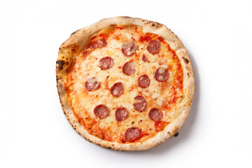 Pizza italiana con pecorino e salsiccia secca di maiale 