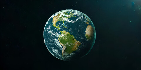 Planet Earth in Space with Glowing Stars