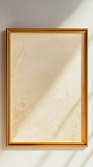 Fototapeta premium Empty Gold Frame on Beige Wall - Modern Art Decor