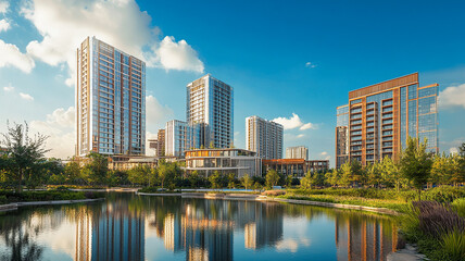 abstract modern construction of cityscape with buildings, modern interior architectural various building, abstract modern showcasing a vibrant cityscape with modern architecture, 