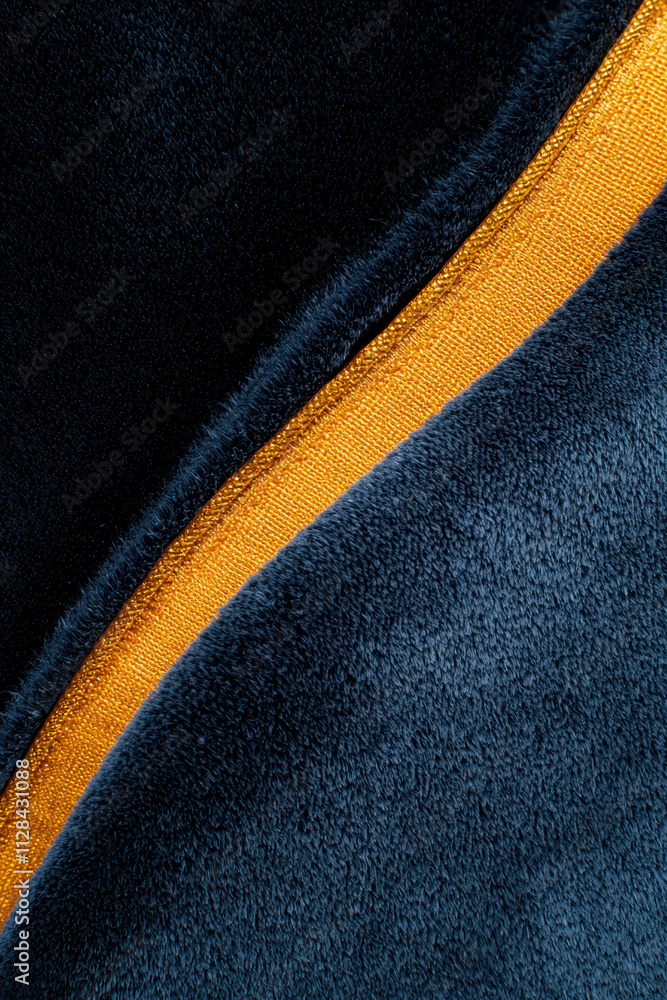 Poster explore the intricate texture of blue and yellow fabric with striking contrast and detailed patterns