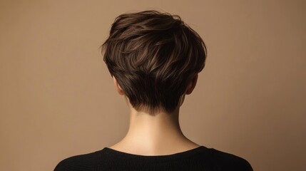 Back view of a person with short, stylish hair