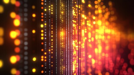 Naklejka premium Abstract Digital Data Stream: Glowing Orange and Red Binary Code