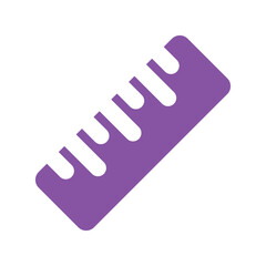 A purple plastic comb is shown at an angle
