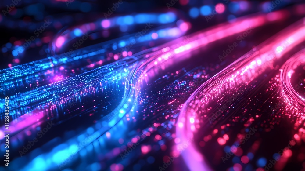 Poster futuristic data cables weave through an abstract tech background. generative ai