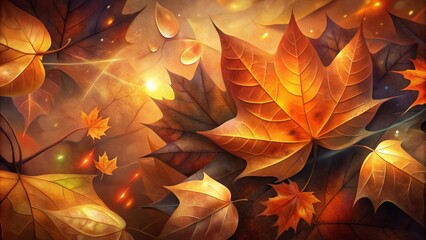 Abstract translucent layered fallen autumnal leaves, macro nature, autumn fall illustration background banner texture pattern

