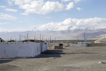 Karakul village in the Pamir Mountains of Gorno-Badakhshan region in Tajikistan