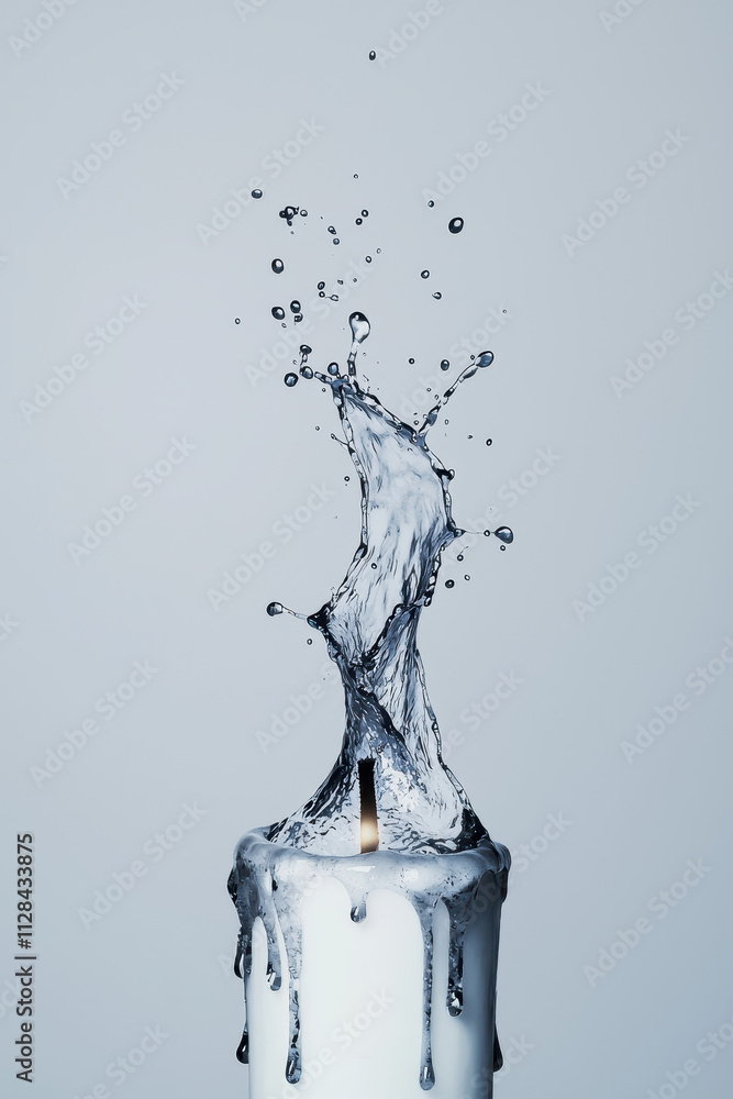 Poster dynamic fusion of elements: a minimalist representation of water and fire through artful splash and 