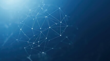 Obraz premium Abstract Representation of a Digital Network with Geometric Shapes and Bright Connections Against a Deep Blue Background for Technology Themes