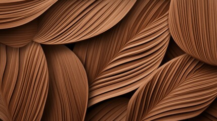 Abstract pattern of tropical palm leaves in Mocha Mousse texture. Chocolate or brown background in thendy Color of the year 2025