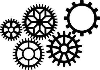 Gear icon. Cogwheel different shape. Gear wheel isolated on white background. illustration