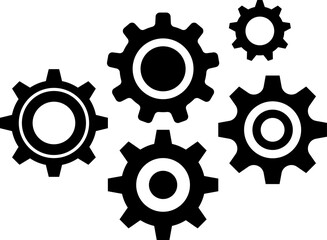 Gear icon. Cogwheel different shape. Gear wheel isolated on white background. illustration