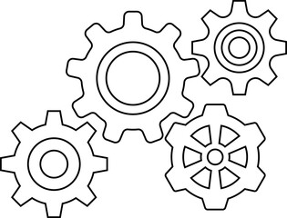 Gear icon. Cogwheel different shape. Gear wheel isolated on white background. illustration