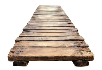 Long wooden pier, isolated on transparent cutout background
