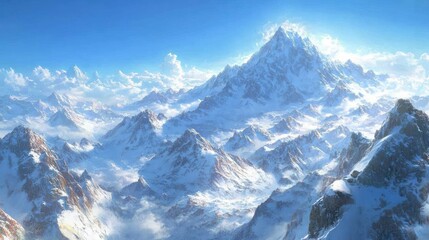 Obraz premium Majestic Winter Mountain Range: A Breathtaking Panorama