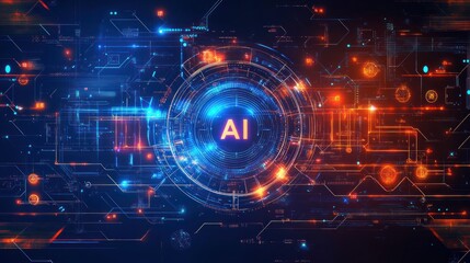 Fototapeta premium AI Technology: Futuristic Digital Interface