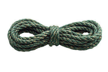 Obraz premium Thick green rope coiled neatly on a white surface showcasing its durability and texture