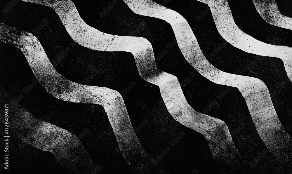 Poster dynamic monochrome zigzag pattern: abstract black and white waves for modern graphic and artistic de