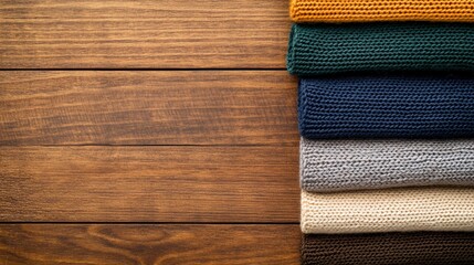 A selection of raw knitted materials arranged in layers, showcasing their delicate patterns, plush textures, and artistic potential.