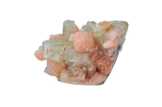 Apophyllite light green color stilbite in pink color, druse