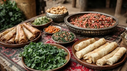 Fototapeta premium Delectable Middle Eastern Cuisine: A Feast for the Senses