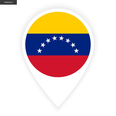 Venezuela marker icon with white border on white background. Venezuela pin icon isolated on white background	