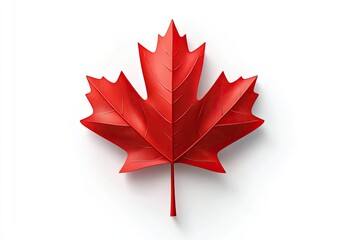 Close up of a Canadian flag with a prominent maple leaf
