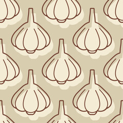 Garlic pattern seamless. Vegetable background. Vegetables texture