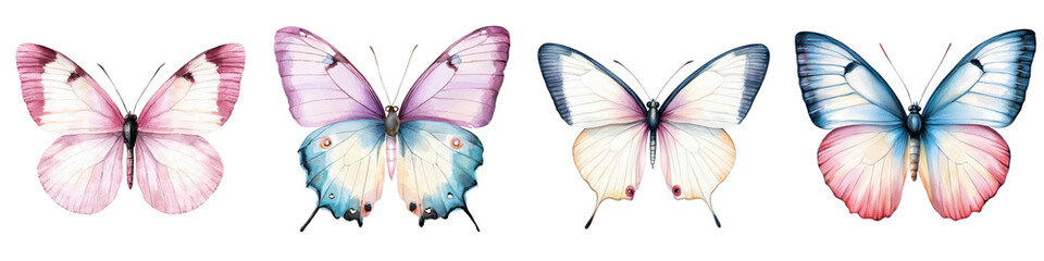 Obraz premium Delicate watercolor butterfly clipart illustrating the graceful and enchanting nature of these fragile insects The vibrant colorful design can be used for various nature botanical