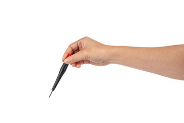 Hand and screwdriver tools on transparent background