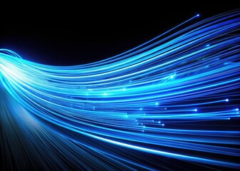 Futuristic Blue Light Streaks, Abstract Cyberpunk Background, Long Exposure Photography, Neon Lights, Sci-Fi Art