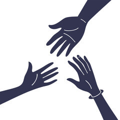 Four hands reaching together teamwork collaboration