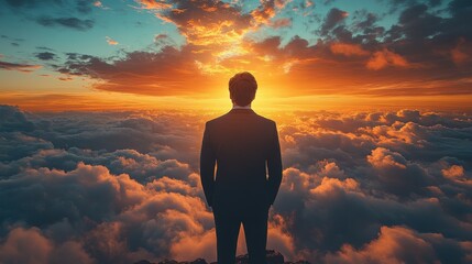 Obraz premium facing my faith conceptual image of a businessman looking at the dreamy sky