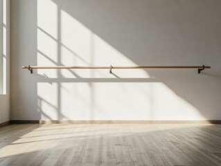 Empty Ballet Barre in Dance Studio