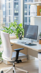 Obraz premium Modern and minimalist office workspace promoting productivity and well being