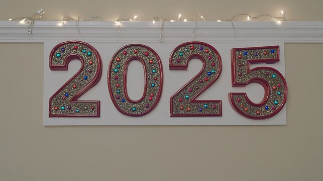 Festive Decorated Numerals Celebrate Two Thousand Twenty Five