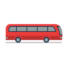 Red bus vector illustration, red mini bus clip art, isolated on white background