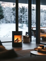 Modern Living Room with Contemporary Wood-Burning Stove
