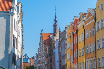 Obraz premium Beautiful colorful facades of buildings. Chlebnicka street. Gdansk, Poland.